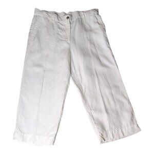 J Jill Love Linen Creased Front Wide Leg Pants Womens Large Lagenlook Cropped